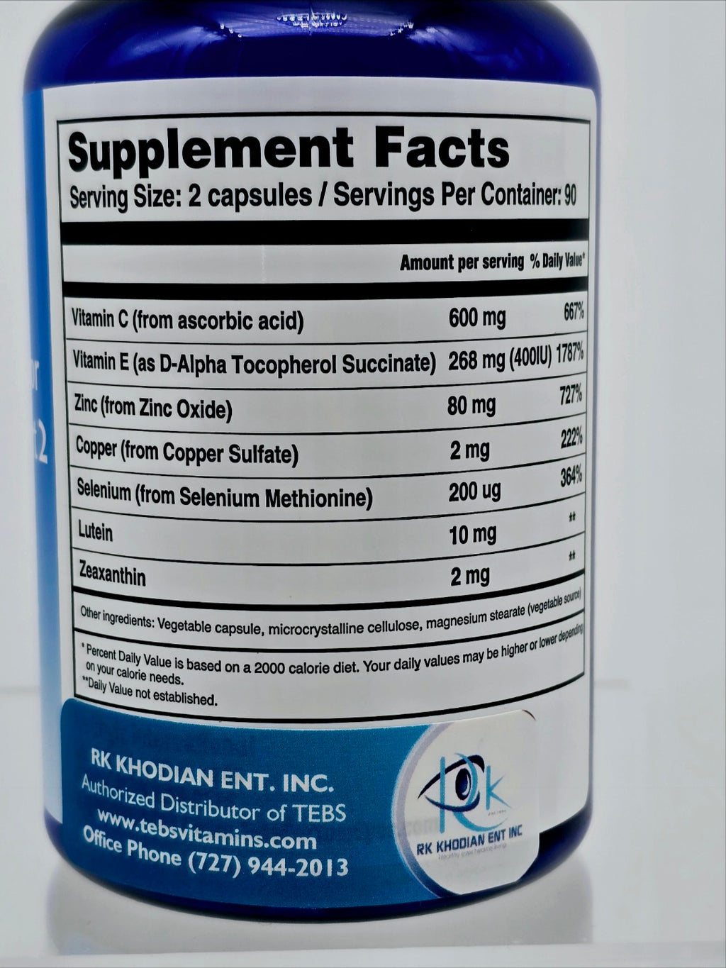 TEBS Eye Formula for Macular Support (AREDS2) — 3-Month Supply