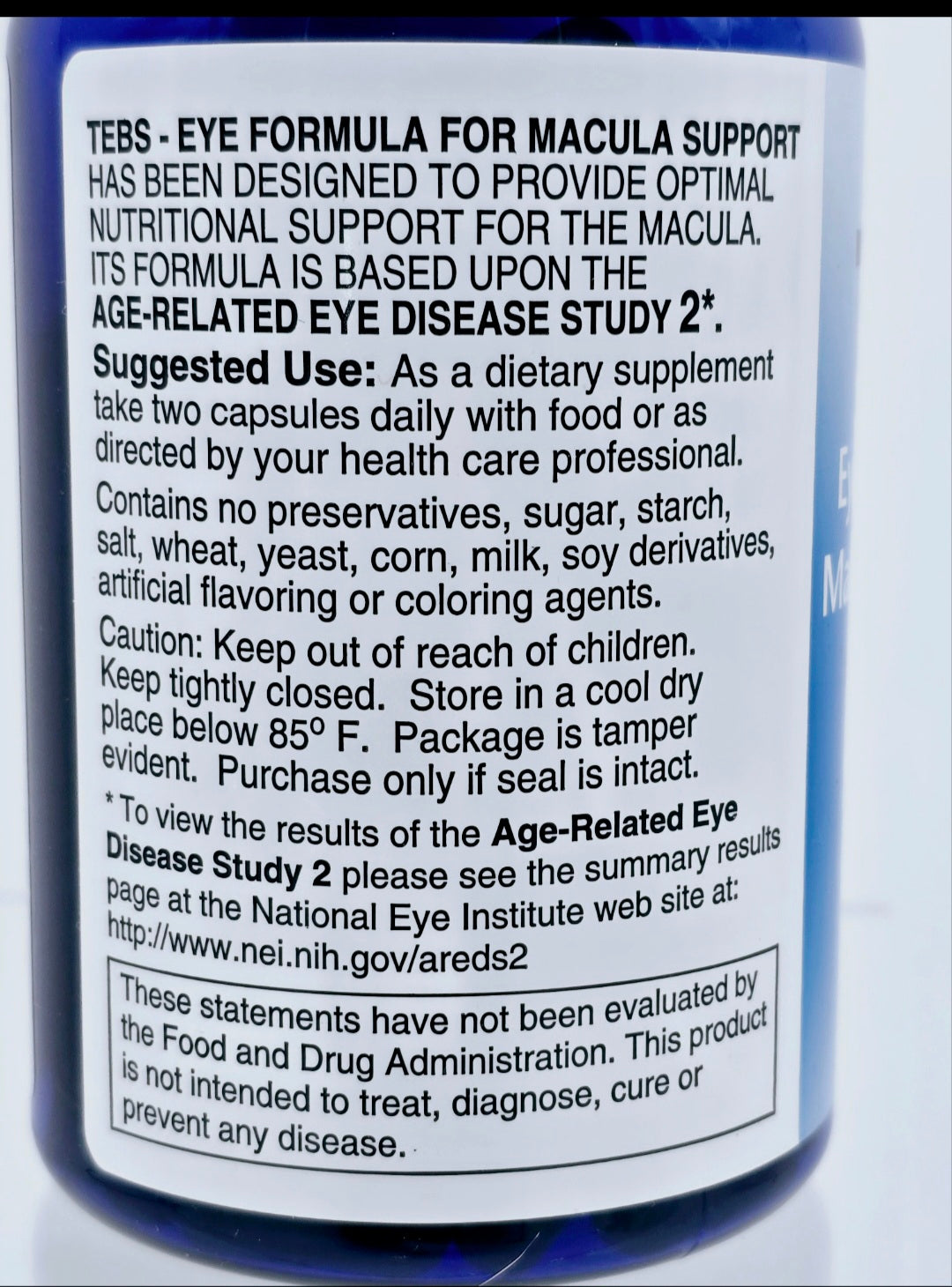 TEBS Eye Formula for Macular Support (AREDS2) — 3-Month Supply
